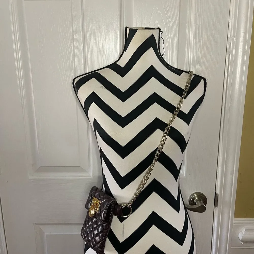 Michael Kors Brown faux leather quilted mini crossbody/fanny pack chain accent